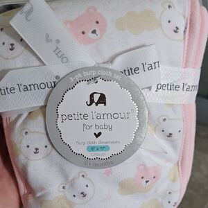 3 Pack Pink and White Baby Burp Cloth Set